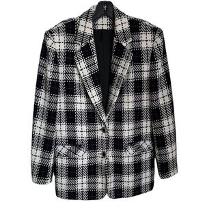 BLACK AND WHITE PLAID SINGLE BREASTED JACKET